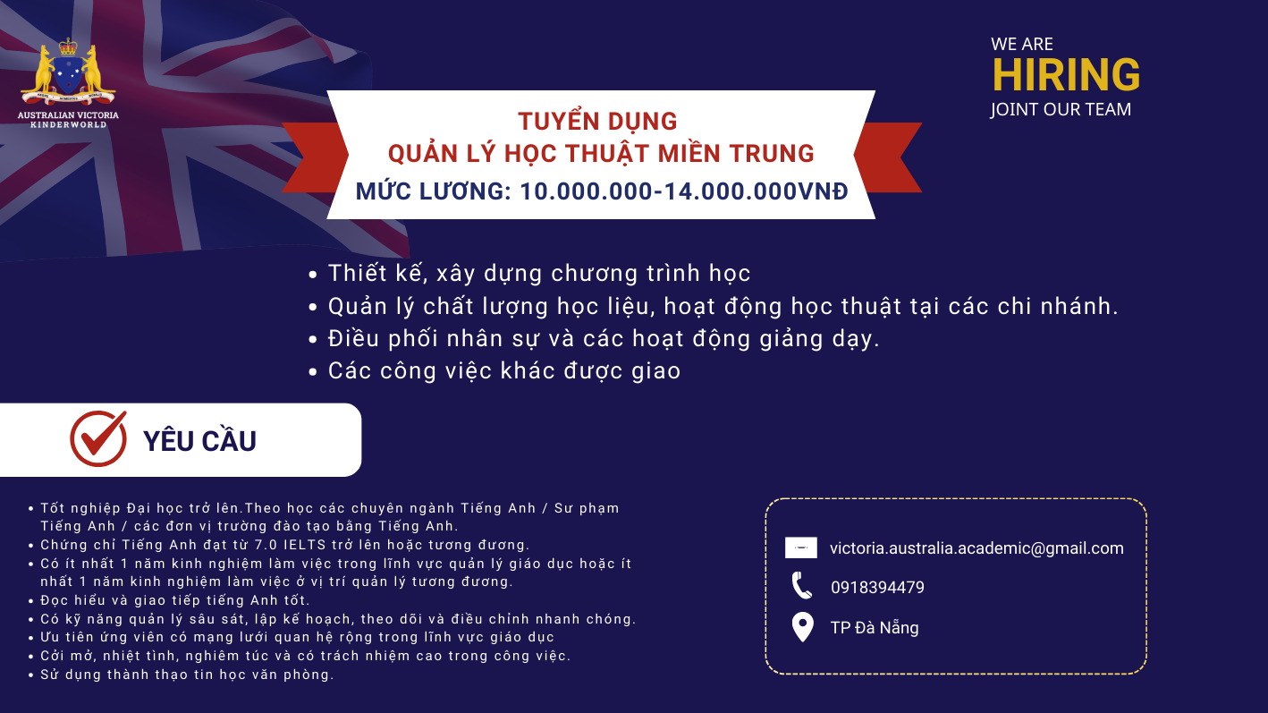 VIC TUYỂN DỤNG QUẢN LÝ HỌC THUẬT MIỀN TRUNG